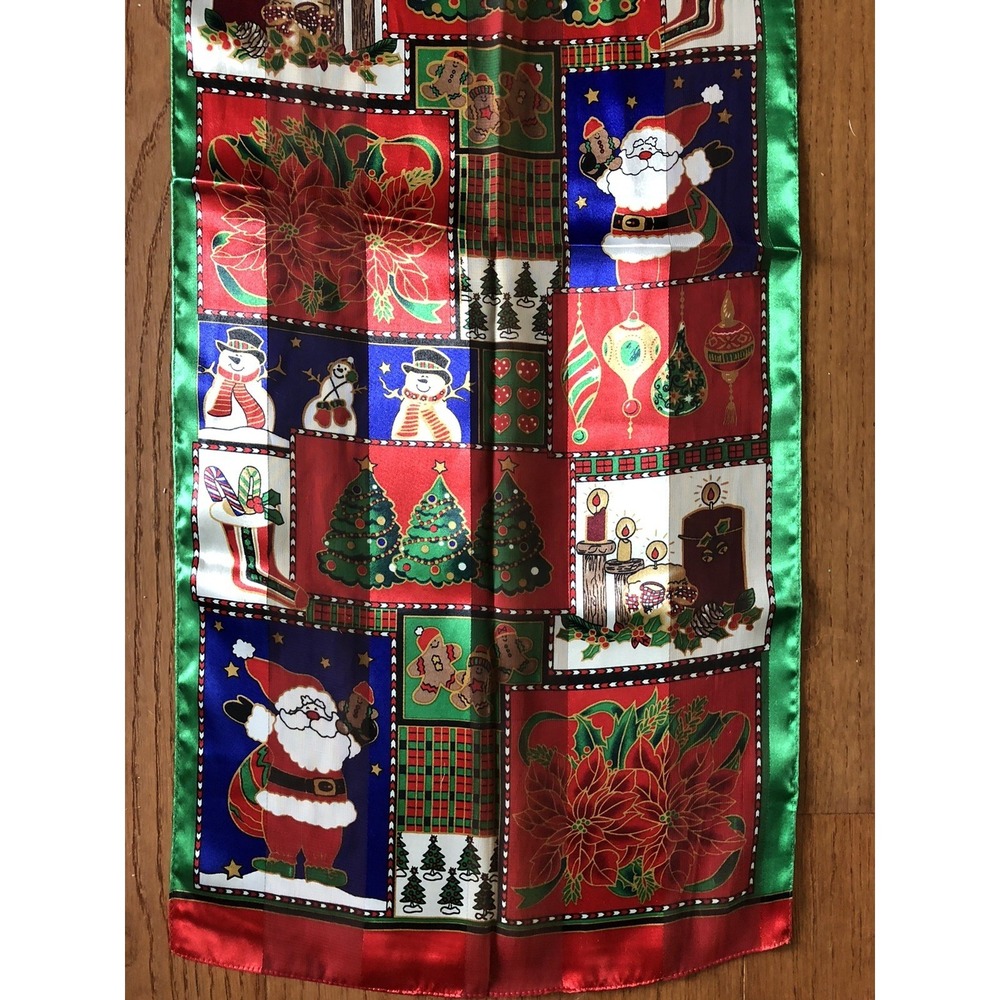 VTG Cejon Christmas Print Scarf Made in Italy 38" Long x 13" Wide Beautiful!